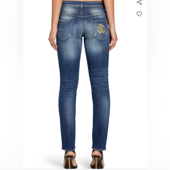 Roberto Cavalli Distressed Mid Rise Skinny Jeans NWT - Picture 5 of 8